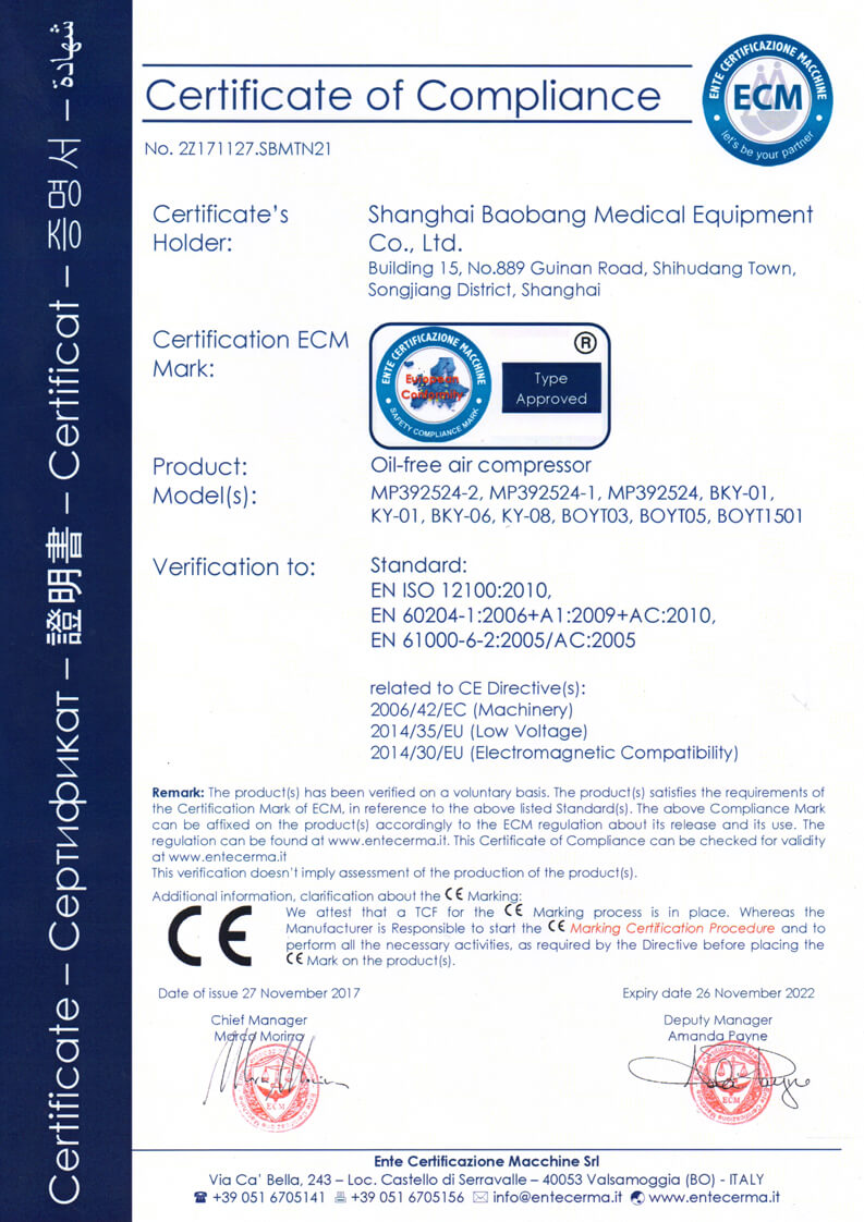 CE Certificate Air Compressor