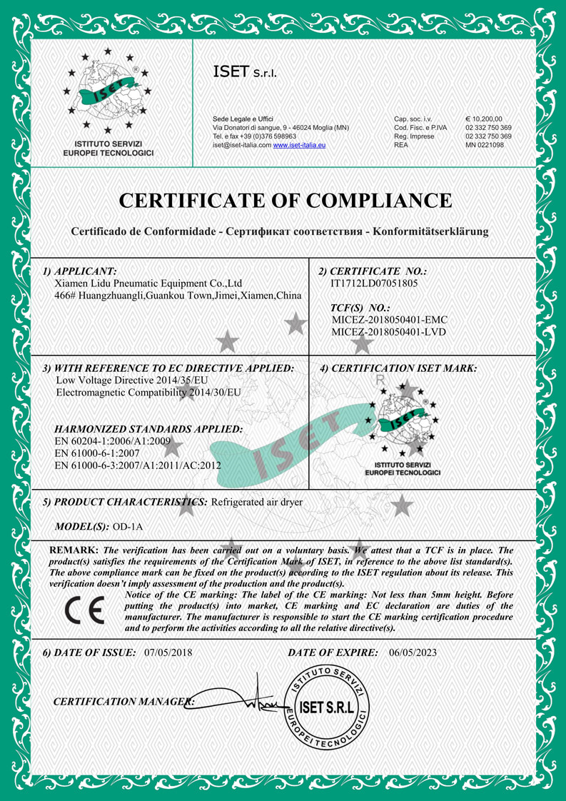 CE Refrigerated Air Dryer